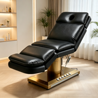 Fauteuil de beauté électrique à 3 moteurs avec base dorée, table de traitement cosmétique réglable, table de massage pour salon, spa, clinique