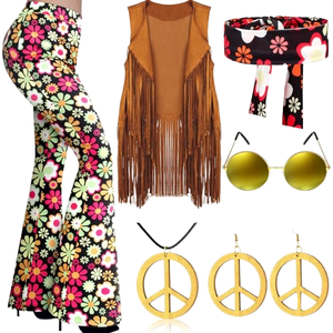 <span class=keywords><strong>Costume</strong></span> de cosplay hippie <span class=keywords><strong>disco</strong></span> années 60-70 pour femmes, gilet cardigan indien à pompons, style hippie, pour Halloween, carnaval, fête - Product Image 1
