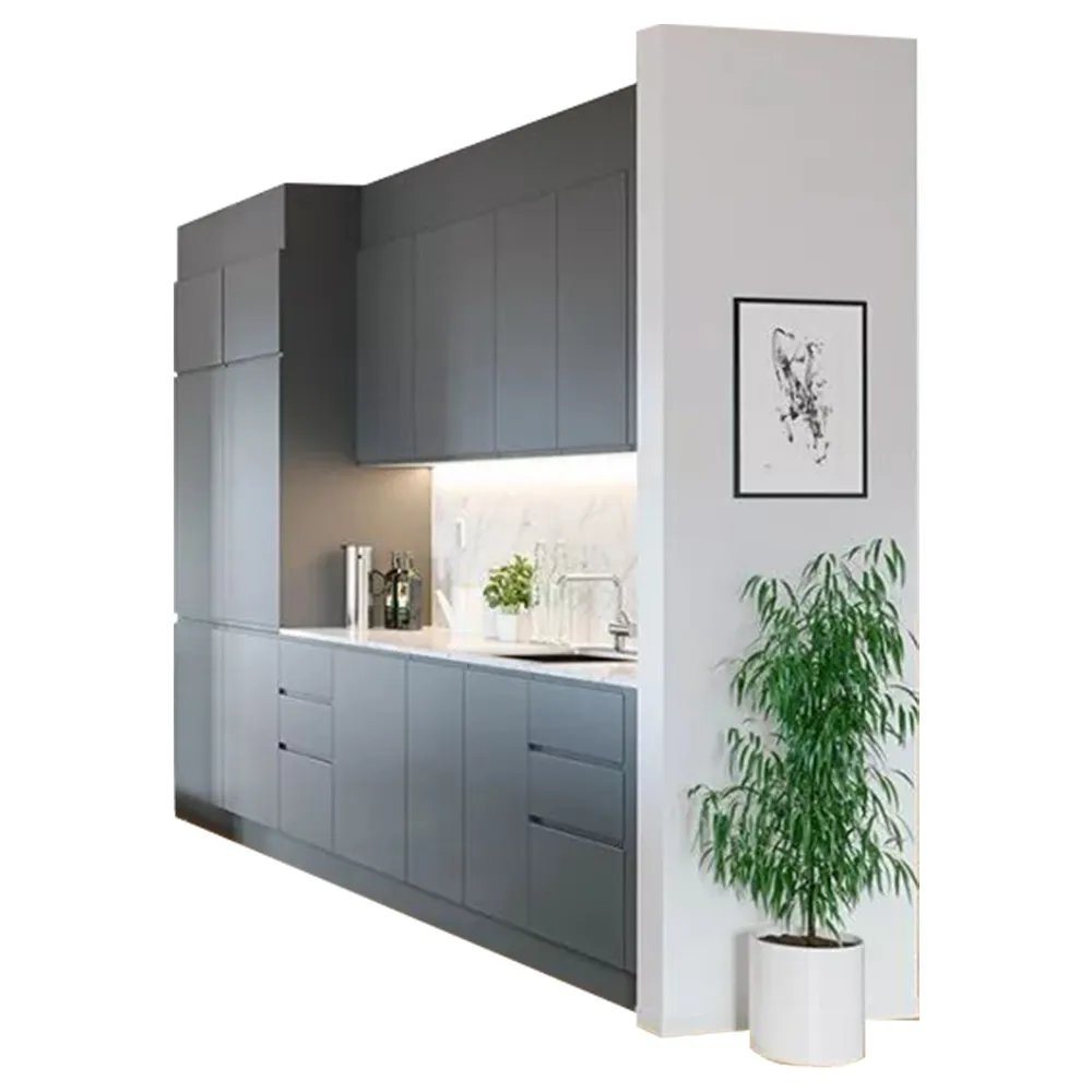 Armoire de cuisine modulaire en MDF de haute qualité, réglable directement en usine, polyvalente, moderne, appliquée pour plusieurs endroits