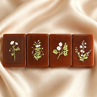 Tuiles de Mahjong Américaines Florales Vintage, Ensemble de 160, en Acrylique Gravé au Laser, Motifs Tulipe, Dragon, Hirondelle, Bambou, Marque Privée, En Stock