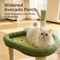 Arbre à chat écologique et adorable, 72 cm de haut, avec poteau à gratter en sisal tressé à la main, lit-nid en peluche vert avocat, pour chats de taille moyenne, en carton