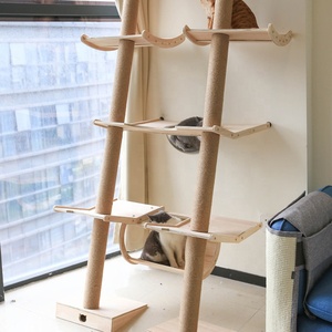 No Drills Needed <strong>Cat</strong> Climber <strong>Large</strong> Indoor Wooden <strong>Cat</strong> <strong>Tree</strong> Lean on the Wall Steady and Solid <strong>Cat</strong> <strong>Climbing</strong> Frame Against the Wall - Product Image 4
