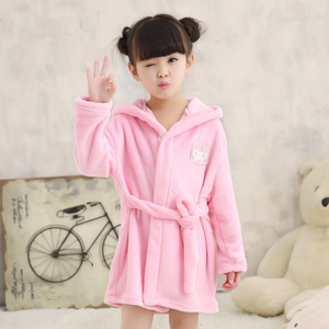 <span class=keywords><strong>Accappatoio</strong></span> Spa Super morbido viola rosa bianco per bambini abito con cappuccio in pile al ginocchio per ragazzi e ragazze - Product Image 4