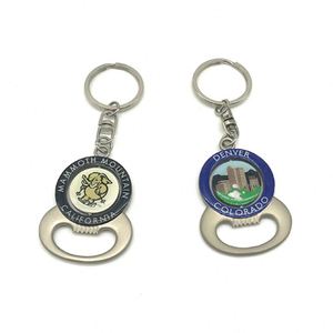 Llaveros de acero inoxidable QM con abridor de botellas giratorio, monedas para carritos, fotos y logotipos personalizados, impresos con letterpress, diseño personalizable - Product Image 3