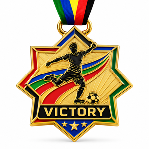 Médaille de football sportive en alliage de zinc personnalisable avec logo, design 3D, couleur or, pour champions, vente en gros - Product Image 1