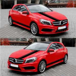 สติกเกอร์ติดรถยนต์ลายเส้นรถแข่ง 5 ชิ้น ชุดสติกเกอร์ตกแต่งฝากระโปรง ประตูข้าง กระจกมองหลัง อุปกรณ์ตกแต่งรถแข่ง - Product Image 3