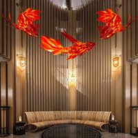 Projet de conception artistique en forme de poisson unique et créative, lustre d'hôtel, plafonnier moderne