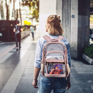 Transparent <b>Backpack</b> Women's Fashion PVC Simple Shoulder Bag Rose Gold Leisure Travel Spring 2019 - Product Image 1