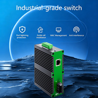 Switch POE Industrial Gigabit Inteligente con 1 Puerto de Fibra SC + 1 Puerto RJ45, Montaje en Riel DIN, IP40, Agregación de Enlaces, Port Mirroring, Protección contra Storms