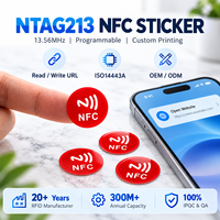 Stiker NFC 13.56MHz Custom Printing Chip NTAG215 Dapat Diprogram Baca Tulis URL Label Tag RFID Pintar Grosir Pabrik OEM