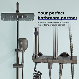 Ensemble de douche de salle de bain de haute qualité avec robinet mélangeur d'<span class=keywords><strong>eau</strong></span> <span class=keywords><strong>chaude</strong></span> et froide, personnalisable avec un ensemble de douche en aluminium spatial de type piano - Product Image 1
