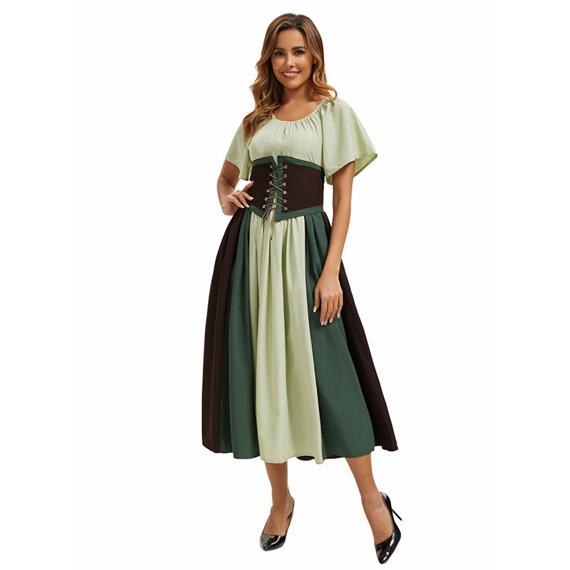0819 Light Green Dress with Waist Belt and Ribbon