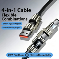 Câble de données double Type C 4-en-1 de haute qualité 240W à charge rapide, PD 1,2 mètre, chargeur USB en silicone, câble C vers C pour téléphone portable