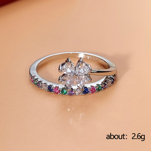 Anello con zirconi colorati in stile giapponese coreano, regalo di gioielli eleganti e alla moda per le donne - Product Image 3