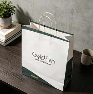 Prix d'usine, personnalisez votre logo, sac en papier brun et blanc pour la restauration à emporter avec poignées torsadées - Product Image 3