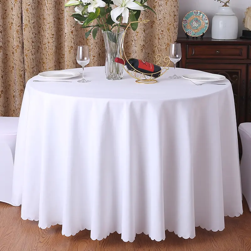 Luxus 132 rundes weißes Tischtuch Hochzeit Polyester 120 Zoll rundes Tischtuch für Veranstaltungen Bankett Restaurant Hotel Dekorationen