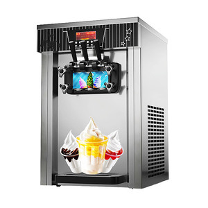 Cao thương mại khách sạn nhà bếp Countertop Gelato <span class=keywords><strong>Ice</strong></span> <span class=keywords><strong>Cream</strong></span> Máy Maker 3 hương vị mềm phục vụ sữa mới 1 năm bảo hành - Product Image 2