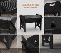 Brasero et barbecue combinés en acier de style industriel - Grande capacité, pour chauffage extérieur et cuisson au bois