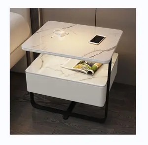 Bedside Tables Smart Nightstand Wireless Charging Bedside Table with Drawers Bedside Cabinet usb and Universal Outlet Led Light
