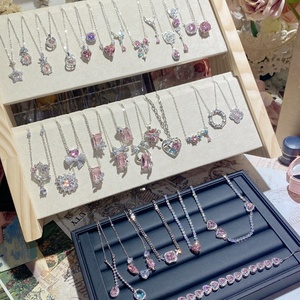 Fashion 18K Gold Plated French Princess pink <strong>Diamond</strong> <strong>Necklace</strong> Cheap Price Wholesale <strong>Fake</strong> <strong>Diamond</strong> <strong>Necklaces</strong> for Girls - Product Image 1