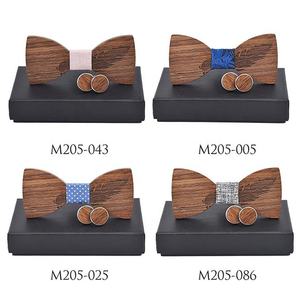 Venta caliente Trajes para hombre Pluma <span class=keywords><strong>Pajarita</strong></span> de madera y gemelos Caja de regalo Set para boda - Product Image 6