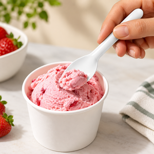 Cuillère à glace jetable en fibre végétale pour les salons de desserts, les boulangeries, les cafés, les restaurants, la restauration, les pique-niques, les kits repas de voyage - Product Image 1