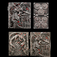 Dés à roulettes pliables en métal 7-en-1 Sliver Magic Book Dragon Spinner Relief pour Dungeons and Dragons