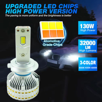 Ampoule de phare LED de voiture MACAR M55T tricolore 3000K 4300K 6000K H4 H7 H11 9005 9006 120W 12000LM CSP6068 avec driver externe