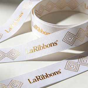 Geometric Gold Printed Logo Grosgrain <b>Ribbon</b> Polyester Luxury Gift Flower Packaging Wholesale Roll - Product Image 6