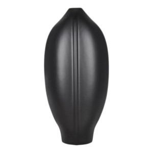 Vaso in ceramica scolpito con dettagli a righe e profilo arrotondato per l'arredamento del soggiorno e come complemento d'arredo per la casa - Product Image 1