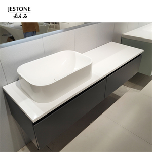 Desain Modern Resin permukaan padat Matt putih lingkaran tangan corian wastafel ganda lemari persegi panjang Basin Drainer rumah sakit - Product Image 5