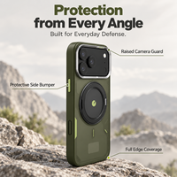Étui de téléphone robuste pour iPhone 18 Pro avec protection pliable à 360° °   Support de téléphone avec pare-chocs de protection et cadre métallique pour appareil photo