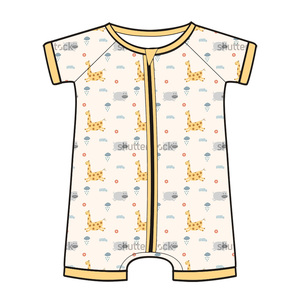 Özel Baskılı Örme Bambu Romper ODM Yenidoğan Bebek Tulum Pijama İki Yönlü Fermuarlı Rahat Ayaklı Bebek Pijama - Product Image 5
