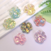 100 Piezas de Adornos de Resina con Forma de Pata de Gato con Brillantina, Cabujones Planos para Lazos, Adornos para Manualidades Variadas, Materiales para Scrapbooking
