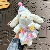 Porte-clés en peluche Princesse Lapin à longues oreilles avec dragonne, cadeau de fête pour filles, 16,5 cm