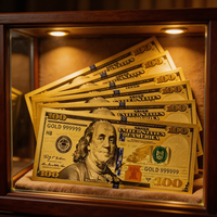 Billete de 100 Dólares Americanos, Recubierto en Lámina de Oro de 24K, Billetes de Colección, Accesorio para Fotos y Películas, Artículos para Fiestas, Dinero USD de Juguete