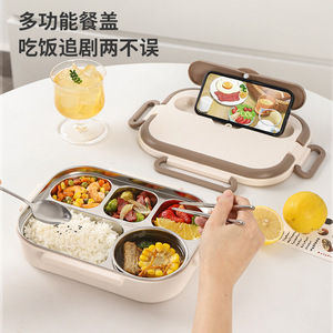 Stainless Steel Insulated <b>Lunch</b> <b>Box</b> Rectangle With Lid And Compartments For Children And Office Workers <b>Microwaveable</b> - Product Image 3