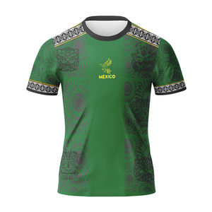 Maillot de football personnalisé Mexique, broderie et impression par transfert thermique, haute qualité, manches courtes, design noir et or, pour joueurs d'équipe - Product Image 6