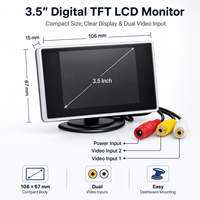 Monitor TFT RGB de 3.5 Pulgadas para Auto con Resolución de 480x272 - Cámara de Reversa Portátil para Tablero y Entrada AV Bidireccional para Vehículo/Camioneta/SUV