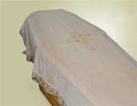 Italia ataúd cubierta velo funerario ataúd cubierta interiros forro China ataúd Ling fábrica