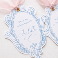 Étiquettes personnalisées découpées sur mesure en papier fantaisie pour mariage, cadre vintage, ruban en mousseline, œillet doré, estampage à chaud, noms personnalisés