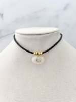 Collier en cuir et cordon ciré personnalisé avec 15 pierres naturelles, breloque en acier inoxydable, perle baroque d'eau douce, élégant collier ras du cou pour femme