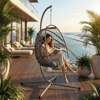Nouvelle chaise suspendue en rotin pliable et portable pour l'intérieur et l'extérieur, salon, jardin, balcon, terrasse, avec support