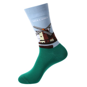 Chaussettes unisexes en coton pour hommes et femmes, motif artistique coloré amusant, style tendance, vente en gros - Product Image 4