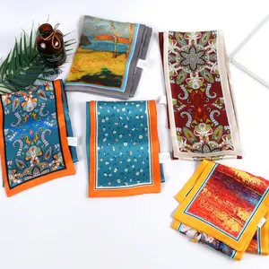Wholesale Designer Satin Silk Twill Scarf Custom Digital Printed Silk Scarf Women Printing Silk Scarves