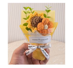 Flores de Planta de Ganchillo Hechas a Mano, Decoración del Hogar, Hilo, Flor Artificial para Decoración de Bodas, Ramo de Girasoles de Ganchillo, <span class=keywords><strong>Y3</strong></span> - Product Image 5