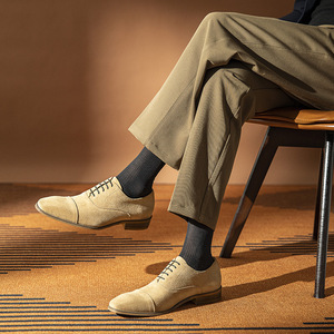 Chaussures habillées Oxford rétro pour hommes en cuir véritable et daim de vachette haut de gamme, style décontracté et formel, collection 2026, vente chaude - Product Image 3