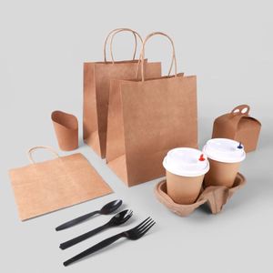 Sac en papier kraft Senang01, nouvelle arrivée, avec logo personnalisé, sacs en papier brun pour emporter, sacs de shopping - Product Image 1