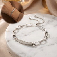Yiwu Aceon Velle acier inoxydable deux types de chaîne combinée réglable Monica Design plus récent femmes incurvé ID Bar Bracelet