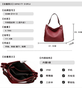 New High Quality Women Messenger Bags for Women Genuine Leather Handbags Crossbody Bags Ladies Shoulder Bags <b>Tote</b> Top-handle - Product Image 2